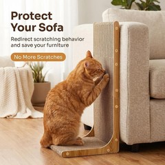 3-Pack Cardboard Cat Scratcher for Indoor Cats, 23 Inch L Shaped Vertical Cat…