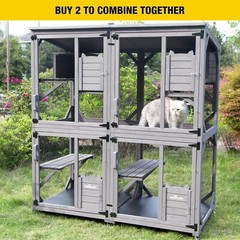 70.9″ Aivituvin Cat House Outdoor Catio Cat Enclosures on Wheels Kitty House