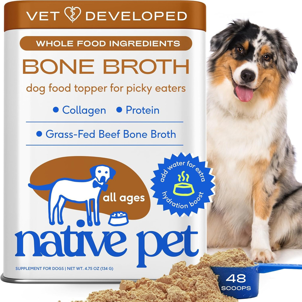Bone Broth for Dogs – Made with Real Beef Bone Broth, Dog Food Toppers for Picky