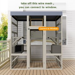 70.1″ H Outdoor Cat House Enclosure Catio Wooden Large Cage Pet with Platforms