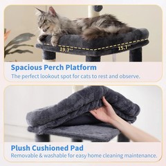 Cat Tree, 71-Inch Tall Cat Tower for Large Maine Coon Cats with Extra-Large Base