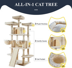 68 Inches Cat Tree/House and Towers for Big Feline/Scratching Post/Multi-Level L