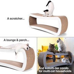 PetFusion Jumbo Cat Scratcher Lounge, White. 39 x 11 x 14 inch 4 Cardboard Sc…