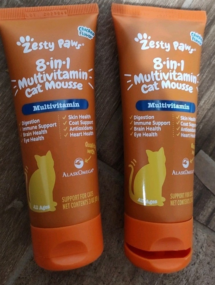 🐈 Lot Of 2 Zesty Paws Cat Chicken Mousse 8-in-1 Multivitamin 3 oz Exp 08/26🐯