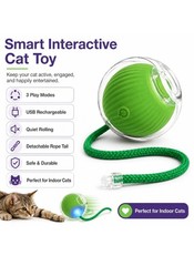 Smart Interactive Cat Toy Ball USB Rechargeable 3 Modes Rope Tail Gray Green