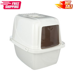 Van Ness Large Enclosed Cat Litter Box White Covered Hooded Pet Litter Pan