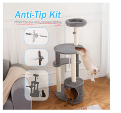 Vibrant Life Cat Tree 47in Multi Level Cat Tower Gray Scratching Posts
