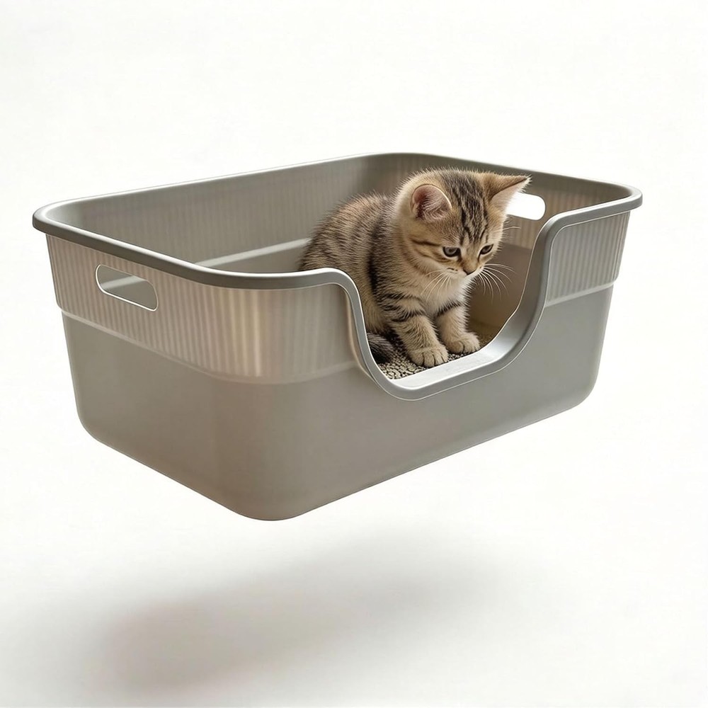 Low Entry Cat Litter Box for Senior Cats High Sides Litter Box | Large Open Top