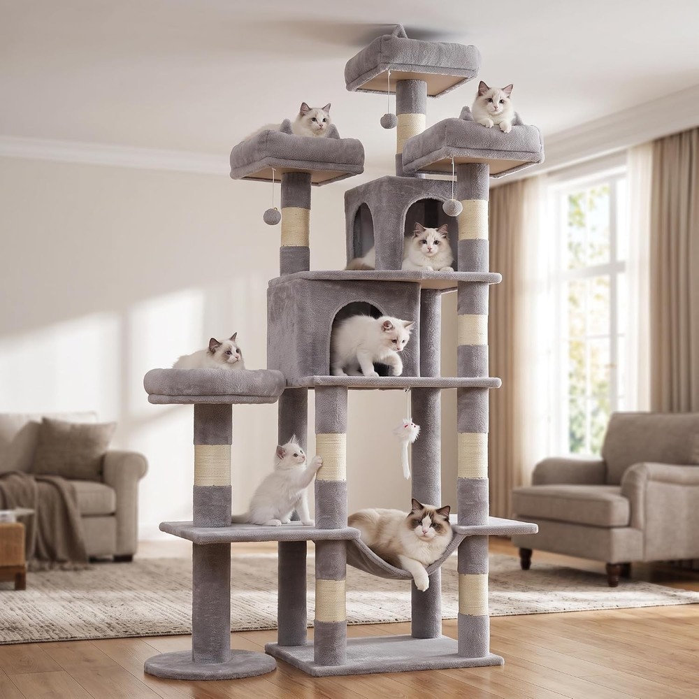 Heavy Duty Cat Tree for Indoor Cat 71 Inch Large Cat Tower with Scratching Post