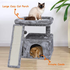 Small Cat Tree for Indoor Cats，Cat Tower with Scratching Post and Board，Cat Hous