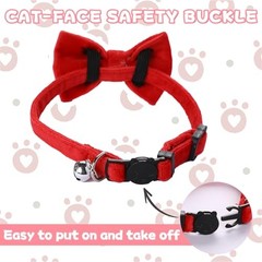 Trinkrittey 2 Pcs Solid Color Velvet Cat Collar with Bell and Removable