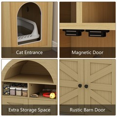 Discreet Litter Box Cabinet: Hides the Box, Traps Odors & Organizes All Supplies