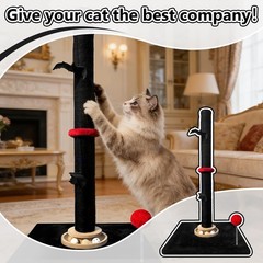 Purrzone Gothic 27” Scratching Post, Cat Scratcher Indoor, Wooden Ball Black