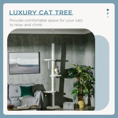 8.4′ Floor to Ceiling Cat Tree, Adjustable Height, Cloud Shape White