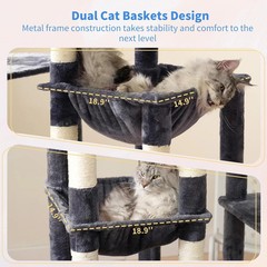 Cat Tree, 71-Inch Tall Cat Tower for Large Maine Coon Cats with Extra-Large Base