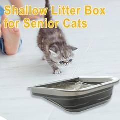 Low Entry Kitten Litter Box Collapsible Shallow Litter Box Senior Cats
