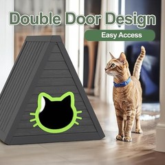 Triangle Cat House Outdoor Indoor Durable Waterproof Resin Shelter Entrance