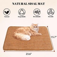 Sisal Cat Scratcher Mat for Indoor Cats, Natural Sisal Fabric Scratching Pad
