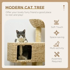 PawHut 38 Cat Tree Indoor Cats Tower Scratching Posts Ramp Condo Toy Balls