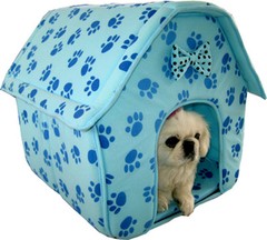 NEW Cat/Dog Blue Paw Prints Collapsible Soft Pet Dog Cat House 3017 Blue-159