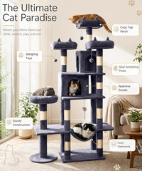Heavy Duty Cat Tree for Indoor Cat, 71 Inch Large Cat Tower with Scratching Post
