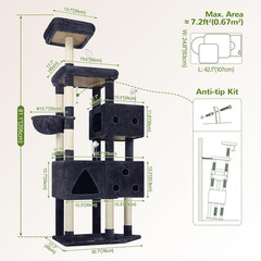 Extra Large Cat Tower, 81-Inch Tall Cat Tree for Big Cats 20 Lbs, XXL Heavy Duty