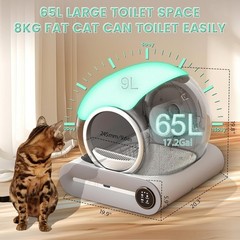 Self Cleaning Kitty Litter Box, Automatic Cat Litter Box for Cats, 65L+9L Robot