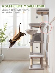 Taoqimiao MS042W Cat Tree,66-inch Large Cat Tower with Scratching Posts, Luxu…