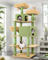 Cactus Cat Tree Tower 76-Inch Extra Tall Multi-Level Cat Furniture with Cozy Con