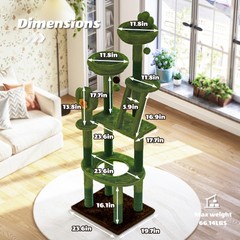 72″Cactus Cat Tree Tall Cat Tower Multi-Level Cat Activity Center for Cats