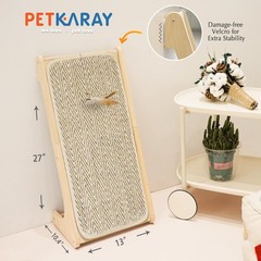 L Shape Cat Scratcher, Sisal Scratching Ramp, Chevron Scratching Pad for Indo…