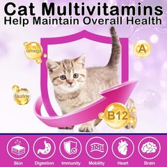 Cat Vitamins Treats, 15 in 1 Cat Multivitamin Chews Vitamins with Taurine, Omega