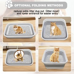 Large Grey Cat Litter Box for Easy Access – Perfect for Kittens & Seniors