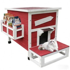 Outdoor Cat Shelter with Escape Door Rainproof Outside Kitty House