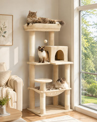 Cat Tree for Large Cats Adult with Metal Plush Big Hammock, 56.3″ Cat Tower with