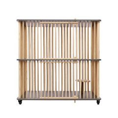 2 Tiers Wooden Cat House With Wheels 44″ Tall Indoor Cat Villa For Multiple Cat