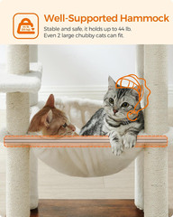 Cat Tree, 56.3-Inch Modern Cat Tower, Multi-Level Plush Condo with Scratching Po