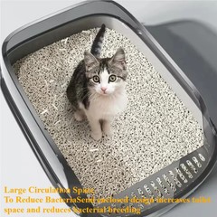 Semi-Enclosed Cat Litter Box with Scoop High Side Splashproof Kitty Toilet
