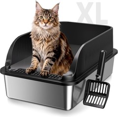23″ X-Large Stainless Steel Litter Box with High Sides and Lid