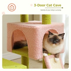 PAWZ Road 47″ Flower Cute Cat Tree Tower Sisal Scratching Post w/Scratching Ramp