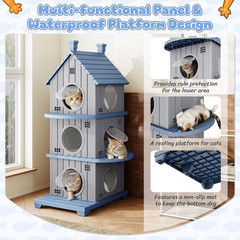 Outdoor Cat House Weatherproof, Durable Resin Cat Houses for Outdoor Indoor Cats