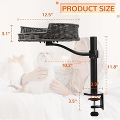 Stylish Elevated Cat Desk Bed Rotation Mounted Perch Adjustable for Office Home