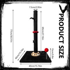 Purrzone Gothic 27” Scratching Post, Cat Scratcher Indoor, Wooden Ball Black