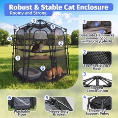 Catio Outdoor Cat Enclosure Pop up Cat Tower Tent Cat Playpen w/Breathable Mesh