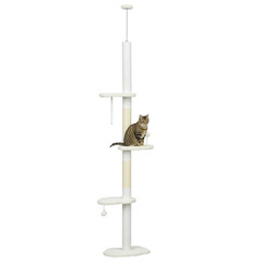 8.4′ Floor to Ceiling Cat Tree, Adjustable Height, Cloud Shape White