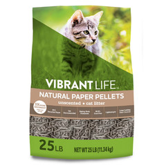 3 Bag Vibrant Life Natural Paper Pellets Cat Litter, Unscented, 25 lb Bag