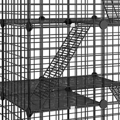 Large Cat Cage Enclosure Metal Wire 4-Tier Kennel DIY Playpen Catio with Hammock