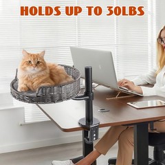 Stylish Elevated Cat Desk Bed Rotation Mounted Perch Adjustable for Office Home
