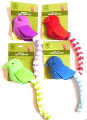 GKC Plush Furry Bird Cat Toy w Bell 12″ Green Red Blue Purple ~ Choice