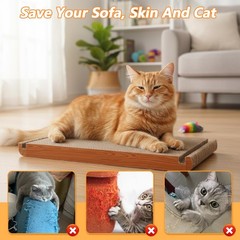 3-Sided Vertical Cat Scratching Post, Cat Scratcher Foldable, Triangle Cats S…